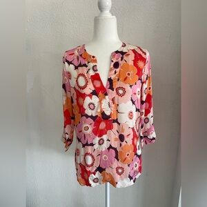 Ilse Jacobsen Floral Blouse - Red and Pink